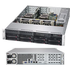 SUPERMICRO 2U server 2x LGA3647, iC621, 12x DDR4 ECC R, 8x SATA3 HS (3,5"), 2x1GbE, 2x 1000W(80+titanium), IPMI, WIO
