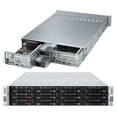 SUPERMICRO 2U TWIN server 2x(2xLGA2011-3), iC612, 2x(8x DDR3 ER), 2x(6x SAS2SATA3 HS 3,5" on LSI2208) , 2x1280W, IPMI
